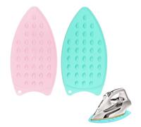 DIFLAX 2 Piezas Suela para Plancha Resto de Hierro de Silicona Almohadilla de Plancha con Orificio para Colgar Base de Silicona para Planchar para Aislar de Las Quemaduras (Verde + Rosa)