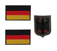DIFLAX 3 Piezas Bandera de Alemania Parche, Bordado Emblema Nacional Águila Parche, Bordado Insignia Alemán Apliques, para Ropa, Bolsos, Mochila, Uniforme, Chaleco, Arnés para Perros, al Aire Libre