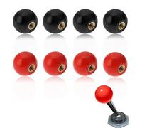 DIFLAX 8 Piezas M8*30mm Botones de Bola de Baquelita Rosca de Tornillo de Cobre Incorporada Manijas Perilla de Palanca de Bola de Baquelita para Máquinas Herramientas Aplicables Equipos (Negro+Rojo)