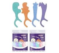 DIFLAX 80 Piezas Hilos Dentales NiñOs con 4 Asas de Colores en Forma de Animales Marinos Hilo Dental para Espacios Interdentales Estrechos Hilo Dental con Mango Seguro y Divertido para Niño