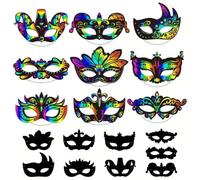 DIFLAX 9 Piezas Caretas, Mascaras, Scratch Painting, Halloween Niños, Magic Scratch, Manualidades para Halloween, Fiestas, Regalos Cumpleaños Niños