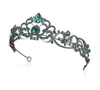 DIFLAX Corona, Tiara, Corona de Princesa Negra Verde, Tiara de Cristal, Corona Cumpleaños, Diademas para Fiestas para Halloween, Cumpleaños, Fiestas de Princesas