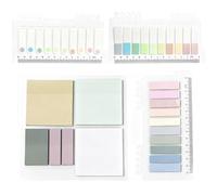 DIFLAX Hojas De Notas Adhesivas Transparentes 6 Unidades 3 Tamaños con 2 Juegos de Fichas Morandi Bloc De Notas Translúcidas Autoadhesivas para Notas de Libros Oficina y Escuela