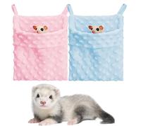 DIFLAX Sugar Glider Nido, 2 Sugar Glider Bolsa Fija, Correa Ajustable, Für Hurones, Hamsters, Ardillas, Saco de Dormir (Rosa & Blau)