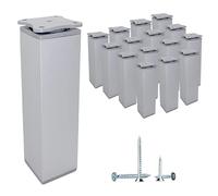 Diforma Paquete de 16 patas de muebles ajustables en altura, perfil angular: 40 x 40 mm, material: plástico, aluminio, tornillos incluidos (16, 15 cm de altura)