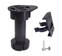Diforma Paquete de 8 patas negras de plástico ajustables de 10 cm de altura con clips, patas de muebles de cocina, patas de armario, tornillos incluidos (8)