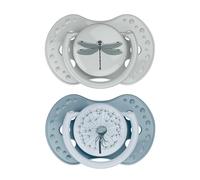Difrax LOVI - Chupete de 3 a 6 meses, color azul y verde, 2 piezas, fácil de aceptar, libre de BPA, silicona de alta calidad y duradera