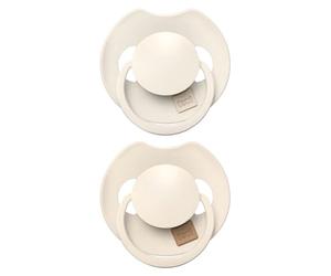 Difrax LOVI Chupete Dinámico de 6 a 18 Meses - Beige Claro y Crema - 2 Piezas - Fácil de Aceptar, Libre de BPA, silicona duradera y de alta calidad