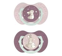 Difrax LOVI - Chupete dinámico para bebé - Chupete fosforescente - 3 a 6 meses - Niña - Fácil de aceptar, sin BPA, silicona de alta calidad y duradera