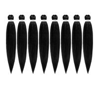 DIFUNEE - Extensiones de cabello sint tico para trenzas, preestiradas, 50 cm, 8 paquetes, color negro azabache, para trenzas retorcidas o de caja