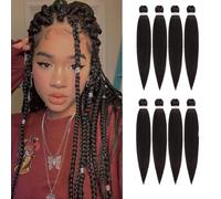 DIFUNEE - Extensiones de cabello sint tico preestirado para trenzas - 40 cm (8 paquetes) - Marr n oscuro - 16 pulgadas - 8 paquetes ...