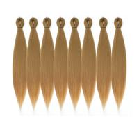 DIFUNEE Extensiones de cabello trenzado preestirado de 56 cm (8 paquetes), rubio, largo, para trenzas retorcidas o de caja, textura Yaki, fijaci