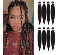 DIFUNEE Pelo trenzado preestirado - 16 pulgadas, 8 paquetes de cabello corto trenzado marrón oscuro para trenzas torcidas o de caja, extensiones de cabello sintético Yaki con ajuste de agua caliente