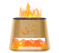 Difusor Aceites Esenciales & Lámpara de Terapia de Sal del Natural, Humidificador Aceites Esenciales, 7 Colores LED, con Función Temporizador, Difusor de Llama para Hogar, Oficina, Yoga