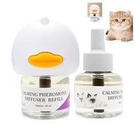Difusor calmante para gatos - 48 ml x2 Líquido calmante eléctrico para | Spray de feromonas naturales enchufable | Reduce el estrés, la ansiedad, la adaptación a varios gatos, el nuevo entorno,