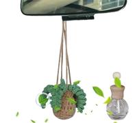 Difusor de aceite aromático para coche, difusor de aceite de crochet para coche, con aroma dulce, colgante de espejo retrovisor, recargable con difusor de aceite para plantas en maceta para coche