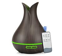 Difusor de aceite esencial, Azazan 400 ml aromaterapia humidificador de aire para casa, oficina, spa, dormitorio, color marrón oscuro