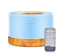 Difusor de aceite esencial, humidificador de niebla fría de aroma de 700 ml con control remoto, cambio de luz de 7 colores, apagado automático sin agua, diseño de grano de madera profunda