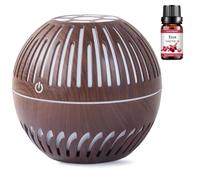 Difusor de Aceites Esenciales 300ml Humidificador Ultrasónico Silencioso Aromaterapia para Hogar Oficina y Dormitorio Luces LED 5 Colores Apagado Automático Regalo Original para Mujer (MARRÓN OSCURO)