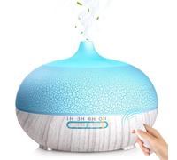 Difusor de Aceites Esenciales 550 ML, Humidificador Ultrasónico GeeRic 7 Colores LED Silencioso Purificador de Aire Difusor de Aroma Nebulizador para Aceites Perfumados para Hogar Oficina Yoga Blanco