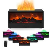 Difusor de Aceites Esenciales con Llama, 150 ml Humidificador de Aire para Habitación con Chimenea LED, Color de 7 Llamas, Difusor de Aromas para Chimenea con Control Remoto para el Hogar, Oficina
