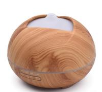 Difusor de aceites esenciales de 400 ml con luz nocturna LED, humidificador de aromaterapia silencioso para dormitorio, oficina, vaporizador de niebla fría con temporizador, 17 x 17 x 13 cm, madera