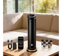 Difusor de Aceites Esenciales sin Agua, Starter Kit 5 Aceites, Difusor de Aromas 150 m², 6 Niveles, Mando, Temporizador, 20 dB, Negro