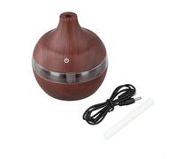 Difusor de aceites esenciales y humidificador de 300 ml con luces LED de 7 colores, diseño de grano de madera, alimentado por USB para aromaterapia en el hogar, relajación e hidratación del aire