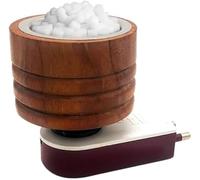 Difusor de alcanfor de madera, quemador eléctrico, difusor de aceite aromático Kapoor Dani Karpuram y soporte de incienso para el hogar y la oficina, diseño de madera natural