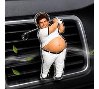 Difusor de ambientador de coche personalizado con foto figura jugador de golf, vientre suave compresible antiestrés clip rejilla, regalo original para aficionados al golf y papá