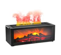 Difusor de aroma chimenea, difusor de aroma llamas, con 7 efectos de llama dinámicos, cambio de color automático, temporizador de 1/3/5h para el hogar, salón, dormitorio, yoga, spa (negro)