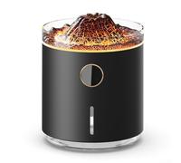 Difusor de aroma con efecto de llama de 350 ml, humidificador con luz de fuego realista y niebla, apagado automático, ultra silencioso para dormitorio, sala de estar, oficina, negro (negro)
