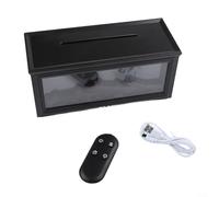 Difusor de aroma de llama de chimenea 3D, humidificador de 280 ml con control remoto, luz de 7 colores, fabricante de niebla silenciosa para decoración del hogar, oficina, dormitorio (negro)