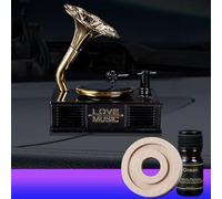Difusor de aroma, difusor de ambientador de coche con panel solar, con tabletas perfumadas, para mesas y encimeras, para conductores (negro dorado-océano)
