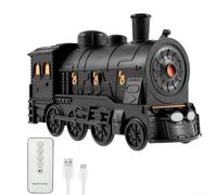 Difusor de aromaterapia de tren de vapor vintage de 300 ml, humidificador alimentado por USB con control remoto, silencioso, iluminación de estado de ánimo de 7 colores, dos ajustes de niebla (negro)