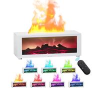 Difusor de Chimenea para Aceites Esenciales, Húmedo de Difusor de Aire de Llamas de 150 Ml de Chimenea con Luz de 7 Colores, Mini Fire Place Diffuser con 1/3/5 Temporizador y Control Remoto Black