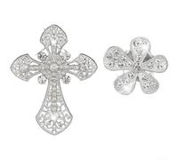 Difusor de clip de ventilación de vehículo, cruz brillante para aromaterapia de cristal, aroma floral de jazmín, fragancia ambientadora de coche (plateado)