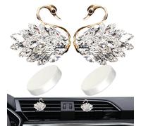 Difusor de coche de dibujos animados, ambientador con clip de ventilación de cisne con diamantes de imitación, difusor de aroma de dibujos animados con 2 piezas de aroma, bonitos accesorios para el