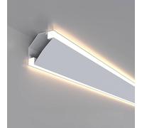 Difusor de cubierta de luz LED de moldura de corona - Decoración de techo de aluminio de 5 pies para iluminación indirecta de lavadora de pared - Diseño de doble cubierta (blanco)