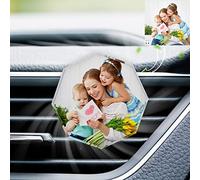 Difusor de Fragancia para Coche, Clip para Aire Acondicionado de Coche Personalizado con Foto, Decoración Interior de Coche para Hombres, Mujeres y Adolescentes, Regalos Marco de Foto de Cristal