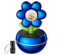 Difusor de fragancia para coche, difusor de aromaterapia con energía solar, difusor de para salpicadero, diseño de flores con letrero de riqueza, rotación de 360 grados, accesorios de decoración