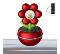 Difusor de fragancia para coche, difusor de perfume automático alimentado por energía solar, diseño de flores con letrero de riqueza, rotación de 360 grados, accesorios de decoración de aromas para