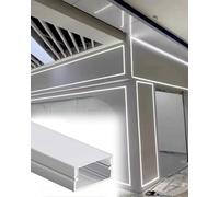 Difusor de Iluminación LED Empotrada para Techo con Canal, Moldura de Borde LED para Pared y Techo, Perfil para Sistema de Iluminación Decorativa.(1 pc,30x10mm(1 1/8" x3/8"))
