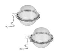 Difusor de intervalo de filtro de té de malla con gancho de cadena extendido para preparar té suelto y especias y condimentos (paquete de 2 infusores de té)