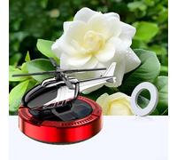 Difusor giratorio estilo helicóptero para coche con purificador de aire alimentado por panel solar y tabletas de aroma de extracto de plantas para uso en vehículos (rojo - Gardenia)