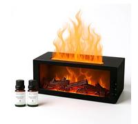 Difusor & Humidificador de Llama para Chimenea 300ml - Nebulizador Ultrasónico con Control Remoto, Luz LED de 7 Colores, Efecto Hoguera para Hogar, Dormitorio, Oficina (Negro)