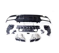 Difusor Trasero De Coche para Benz Clase C W205 para AMG Sedán Difusor De Parachoques Trasero Estilo C63 Alerón Labio Y Tubo De Escape con Silenciador Difusor Alerón(Silver-Black)