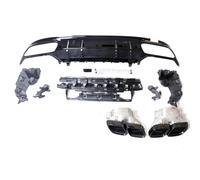 Difusor Trasero Parachoques para Benz W205 Clase C para AMG Sedan 4 Puertas 2015-2021 C63 Difusor Parachoques Trasero Alerón Labio Negro Silenciador Escape Tubo(Negro)