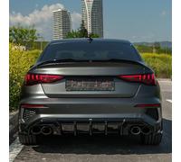 Difusores Laterales Traseros Oneway compatibles con Audi A3 8Y Sedan S3/S-Line 2020-2024 - Negro Brillante