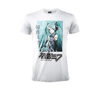 Difuzed Camiseta Hatsune Miku. Camiseta Anime Waifu. Oficial. Camiseta blanca. Unisex. Adulto Niño., Color blanco., L